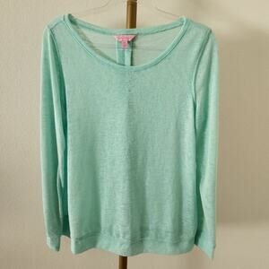 Lilly Pulitzer Bayberry Top Pullover Sweater Womens Size Medium Mint Long Sleeve